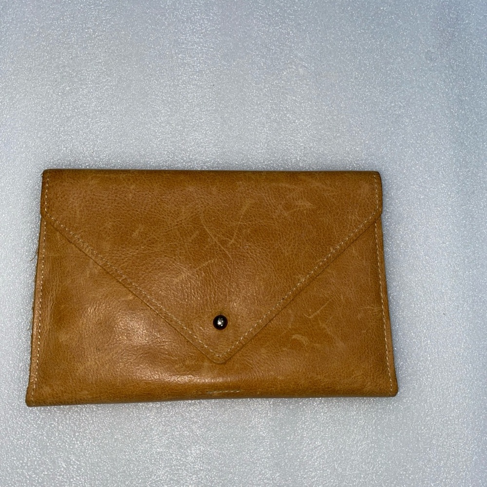 Hearth And Hand Brown Leather Travel Wallet Organizer Envelope 4.5” X 7” EUC - Picture 2 of 8
